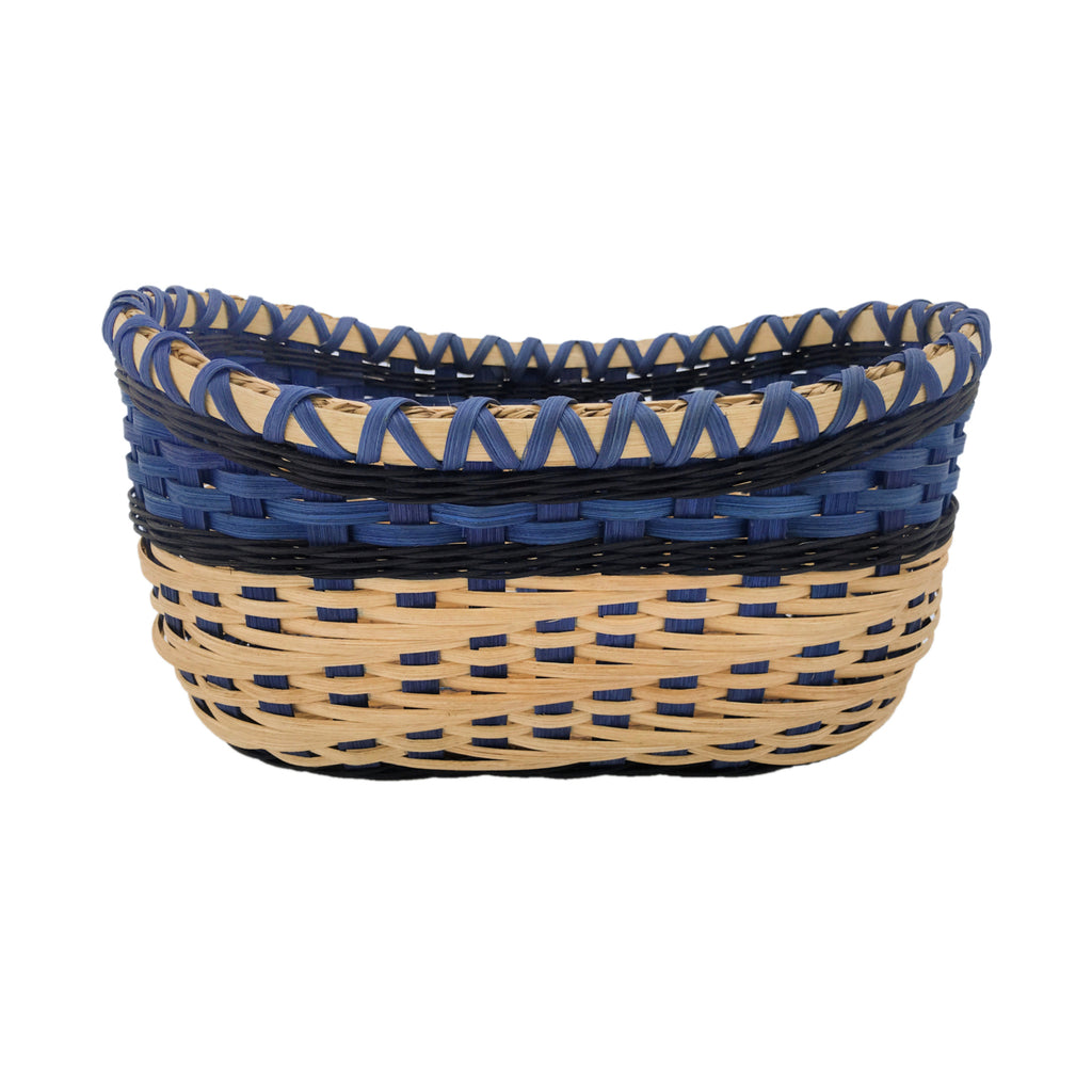 "River" - Basket Weaving Pattern - Oval Table Basket / Wood Base