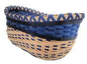 "River" - Basket Weaving Pattern - Oval Table Basket / Wood Base