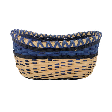 "River" - Basket Weaving Pattern - Oval Table Basket / Wood Base