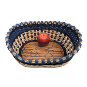 "River" - Basket Weaving Pattern - Oval Table Basket / Wood Base