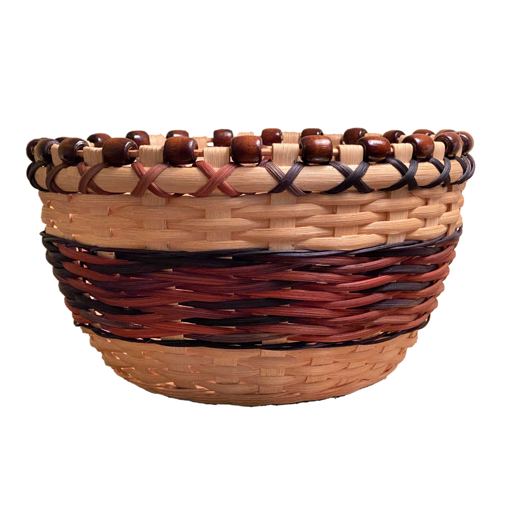 "Elsa" - Basket Weaving Pattern - Beaded Rim Table Basket