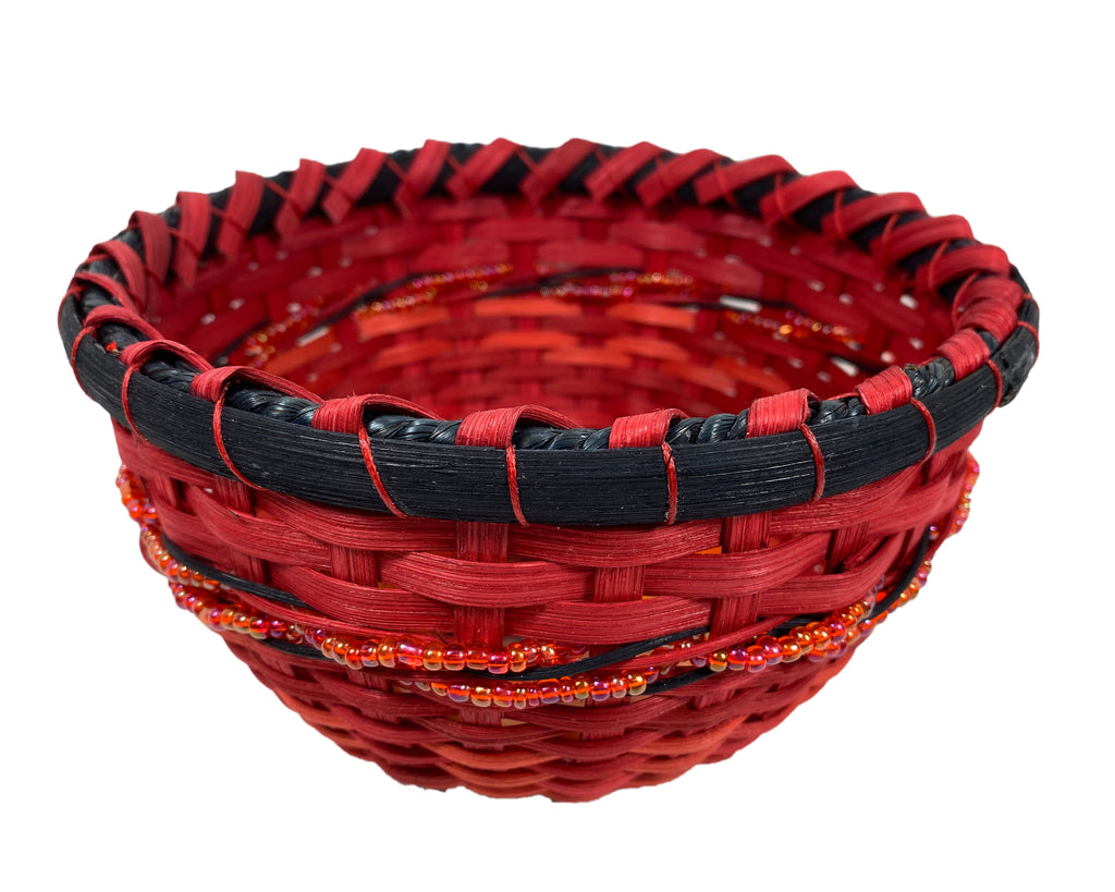 "Kira" - Basket Weaving Pattern - Bead Accented Table Basket