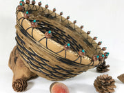 "Cyan" - Basket Weaving Pattern - Beaded Rim Table Basket - Bright Expectations Baskets - Instant Digital Download Pattern