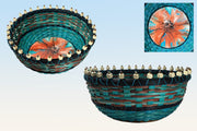 "Lilliana" - Basket Weaving Pattern - Beaded Rim Table Basket