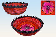 "Lilliana" - Basket Weaving Pattern - Beaded Rim Table Basket